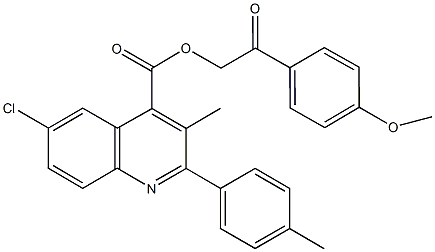 2-(4-methoxyphenyl)-2-oxoethyl 6-chloro-3-methyl-2-(4-methylphenyl)-4-quinolinecarboxylate 结构式