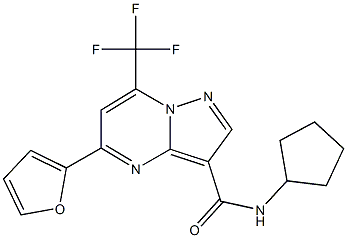 N-cyclopentyl-5-(2-furyl)-7-(trifluoromethyl)pyrazolo[1,5-a]pyrimidine-3-carboxamide Struktur