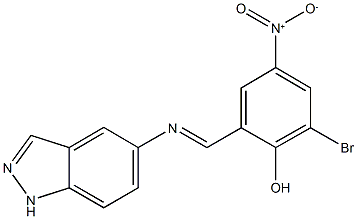 2-bromo-4-nitro-6-[(1H-indazol-5-ylimino)methyl]phenol,,结构式
