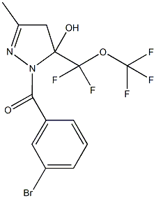 1-(3-bromobenzoyl)-5-[difluoro(trifluoromethoxy)methyl]-3-methyl-4,5-dihydro-1H-pyrazol-5-ol,,结构式