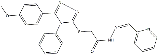 2-{[5-(4-methoxyphenyl)-4-phenyl-4H-1,2,4-triazol-3-yl]sulfanyl}-N'-(2-pyridinylmethylene)acetohydrazide Struktur