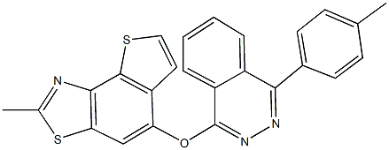 2-methyl-5-{[4-(4-methylphenyl)-1-phthalazinyl]oxy}thieno[2,3-e][1,3]benzothiazole 化学構造式