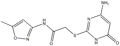 2-[(4-amino-6-oxo-1,6-dihydro-2-pyrimidinyl)sulfanyl]-N-(5-methyl-3-isoxazolyl)acetamide Struktur