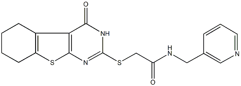 2-[(4-oxo-3,4,5,6,7,8-hexahydro[1]benzothieno[2,3-d]pyrimidin-2-yl)sulfanyl]-N-(3-pyridinylmethyl)acetamide Structure