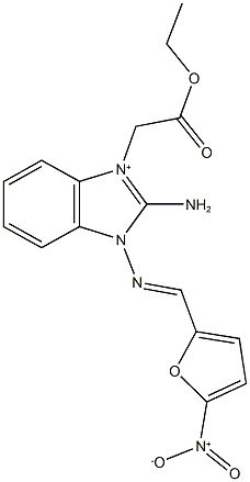 2-amino-1-(2-ethoxy-2-oxoethyl)-3-{[(5-nitro-2-furyl)methylene]amino}-3H-benzimidazol-1-ium,,结构式