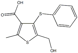 5-(hydroxymethyl)-2-methyl-4-(phenylsulfanyl)-3-thiophenecarboxylic acid Struktur