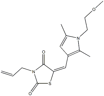 3-allyl-5-{[1-(2-methoxyethyl)-2,5-dimethyl-1H-pyrrol-3-yl]methylene}-1,3-thiazolidine-2,4-dione Struktur