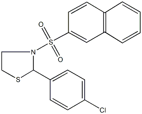 2-(4-chlorophenyl)-3-(2-naphthylsulfonyl)-1,3-thiazolidine,,结构式