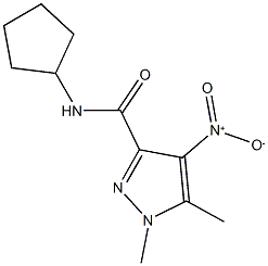 N-cyclopentyl-4-nitro-1,5-dimethyl-1H-pyrazole-3-carboxamide Struktur