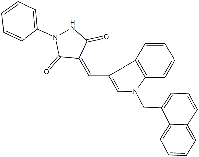 4-{[1-(1-naphthylmethyl)-1H-indol-3-yl]methylene}-1-phenyl-3,5-pyrazolidinedione Struktur