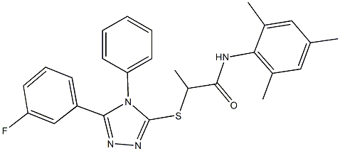 2-{[5-(3-fluorophenyl)-4-phenyl-4H-1,2,4-triazol-3-yl]sulfanyl}-N-mesitylpropanamide Struktur