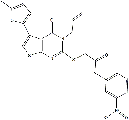 2-{[3-allyl-5-(5-methyl-2-furyl)-4-oxo-3,4-dihydrothieno[2,3-d]pyrimidin-2-yl]sulfanyl}-N-{3-nitrophenyl}acetamide Structure