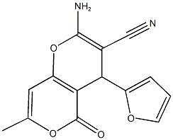2-amino-4-(2-furyl)-7-methyl-5-oxo-4H,5H-pyrano[4,3-b]pyran-3-carbonitrile,,结构式