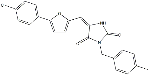 5-{[5-(4-chlorophenyl)-2-furyl]methylene}-3-(4-methylbenzyl)-2,4-imidazolidinedione,,结构式