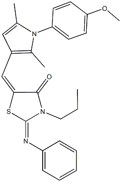 5-{[1-(4-methoxyphenyl)-2,5-dimethyl-1H-pyrrol-3-yl]methylene}-2-(phenylimino)-3-propyl-1,3-thiazolidin-4-one,,结构式