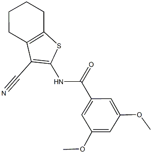 N-(3-cyano-4,5,6,7-tetrahydro-1-benzothiophen-2-yl)-3,5-dimethoxybenzamide 化学構造式