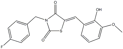 3-(4-fluorobenzyl)-5-(2-hydroxy-3-methoxybenzylidene)-1,3-thiazolidine-2,4-dione Structure