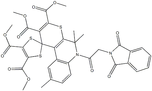 tetramethyl 6'-[(1,3-dioxo-1,3-dihydro-2H-isoindol-2-yl)acetyl]-5',5',9'-trimethyl-5',6'-dihydrospiro(1,3-dithiole-2,1'-[1'H]-thiopyrano[2,3-c]quinoline)-2',3',4,5-tetracarboxylate Structure