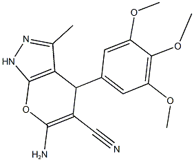 6-amino-3-methyl-4-(3,4,5-trimethoxyphenyl)-2,4-dihydropyrano[2,3-c]pyrazole-5-carbonitrile Structure