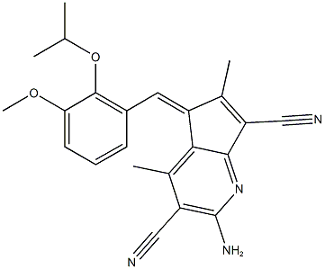 2-amino-5-(2-isopropoxy-3-methoxybenzylidene)-4,6-dimethyl-5H-cyclopenta[b]pyridine-3,7-dicarbonitrile Struktur