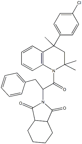  2-[1-benzyl-2-(4-(4-chlorophenyl)-2,2,4-trimethyl-3,4-dihydro-1(2H)-quinolinyl)-2-oxoethyl]hexahydro-1H-isoindole-1,3(2H)-dione