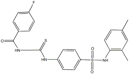 N-(2,4-dimethylphenyl)-4-({[(4-fluorobenzoyl)amino]carbothioyl}amino)benzenesulfonamide,,结构式