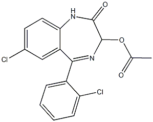 7-chloro-5-(2-chlorophenyl)-2-oxo-2,3-dihydro-1H-1,4-benzodiazepin-3-yl acetate,,结构式