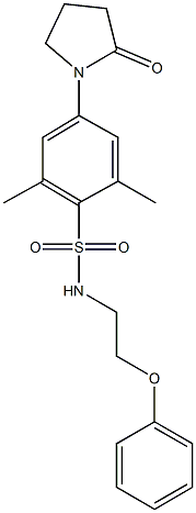 2,6-dimethyl-4-(2-oxo-1-pyrrolidinyl)-N-(2-phenoxyethyl)benzenesulfonamide 结构式