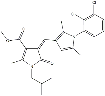 methyl 4-{[1-(2,3-dichlorophenyl)-2,5-dimethyl-1H-pyrrol-3-yl]methylene}-1-isobutyl-2-methyl-5-oxo-4,5-dihydro-1H-pyrrole-3-carboxylate 化学構造式