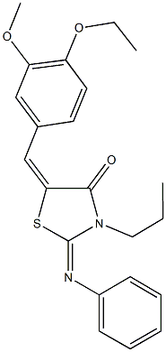 5-(4-ethoxy-3-methoxybenzylidene)-2-(phenylimino)-3-propyl-1,3-thiazolidin-4-one,,结构式