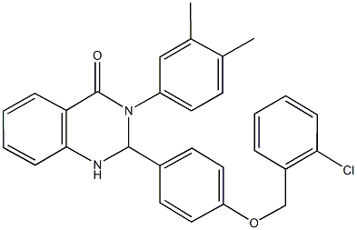 2-{4-[(2-chlorobenzyl)oxy]phenyl}-3-(3,4-dimethylphenyl)-2,3-dihydro-4(1H)-quinazolinone 结构式