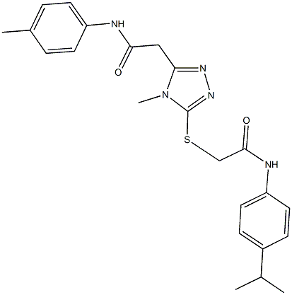 2-(5-{[2-(4-isopropylanilino)-2-oxoethyl]sulfanyl}-4-methyl-4H-1,2,4-triazol-3-yl)-N-(4-methylphenyl)acetamide,,结构式