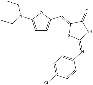 2-[(4-chlorophenyl)imino]-5-{[5-(diethylamino)-2-furyl]methylene}-1,3-thiazolidin-4-one,,结构式