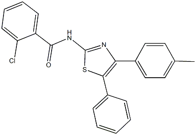 2-chloro-N-[4-(4-methylphenyl)-5-phenyl-1,3-thiazol-2-yl]benzamide,,结构式
