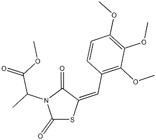 methyl 2-[2,4-dioxo-5-(2,3,4-trimethoxybenzylidene)-1,3-thiazolidin-3-yl]propanoate,,结构式