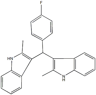 3-[(4-fluorophenyl)(2-methyl-1H-indol-3-yl)methyl]-2-methyl-1H-indole 结构式