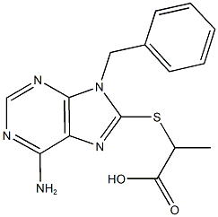 2-[(6-amino-9-benzyl-9H-purin-8-yl)sulfanyl]propanoic acid 化学構造式