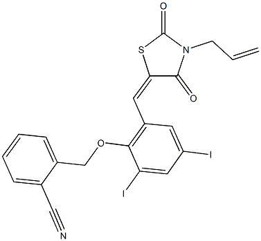 2-({2-[(3-allyl-2,4-dioxo-1,3-thiazolidin-5-ylidene)methyl]-4,6-diiodophenoxy}methyl)benzonitrile|