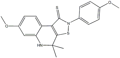 7-methoxy-2-(4-methoxyphenyl)-4,4-dimethyl-4,5-dihydroisothiazolo[5,4-c]quinoline-1(2H)-thione Struktur