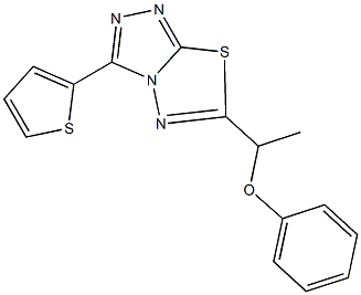 phenyl 1-[3-(2-thienyl)[1,2,4]triazolo[3,4-b][1,3,4]thiadiazol-6-yl]ethyl ether Struktur