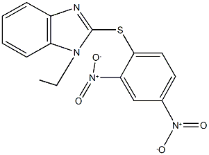 2-({2,4-bisnitrophenyl}sulfanyl)-1-ethyl-1H-benzimidazole,,结构式