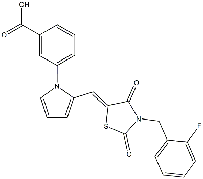 3-(2-{[3-(2-fluorobenzyl)-2,4-dioxo-1,3-thiazolidin-5-ylidene]methyl}-1H-pyrrol-1-yl)benzoic acid Struktur