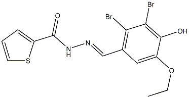 N'-(2,3-dibromo-5-ethoxy-4-hydroxybenzylidene)-2-thiophenecarbohydrazide 结构式