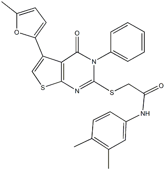 N-(3,4-dimethylphenyl)-2-{[5-(5-methyl-2-furyl)-4-oxo-3-phenyl-3,4-dihydrothieno[2,3-d]pyrimidin-2-yl]sulfanyl}acetamide