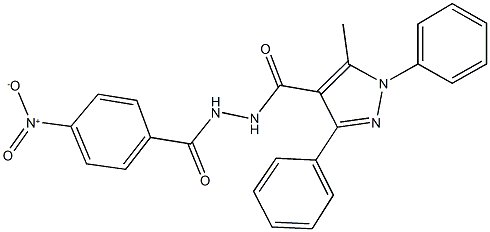 N'-{4-nitrobenzoyl}-5-methyl-1,3-diphenyl-1H-pyrazole-4-carbohydrazide 结构式