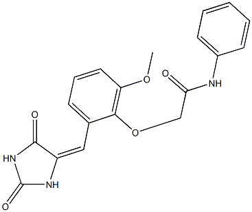 2-{2-[(2,5-dioxoimidazolidin-4-ylidene)methyl]-6-methoxyphenoxy}-N-phenylacetamide Structure