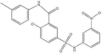 2-chloro-5-({3-nitroanilino}sulfonyl)-N-(3-methylphenyl)benzamide 化学構造式