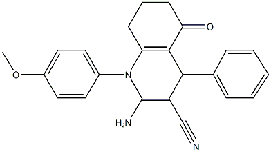 2-amino-1-(4-methoxyphenyl)-5-oxo-4-phenyl-1,4,5,6,7,8-hexahydro-3-quinolinecarbonitrile Struktur