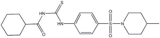 N-(cyclohexylcarbonyl)-N'-{4-[(4-methylpiperidin-1-yl)sulfonyl]phenyl}thiourea Structure