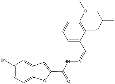 5-bromo-N'-(2-isopropoxy-3-methoxybenzylidene)-1-benzofuran-2-carbohydrazide,,结构式